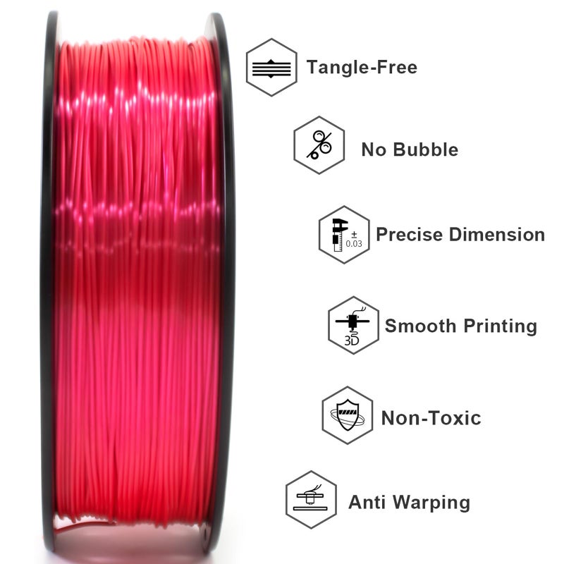 Geeetech Silk PLA Filament 1.75mm, Metal-Like Shiny Silk Rose Pink 3D Filament 1kg (2.2lbs) 1 Spool, Dimensional Accuracy +/- 0.02 mm, Fit Most FDM Printer (Magenta) - Image 5